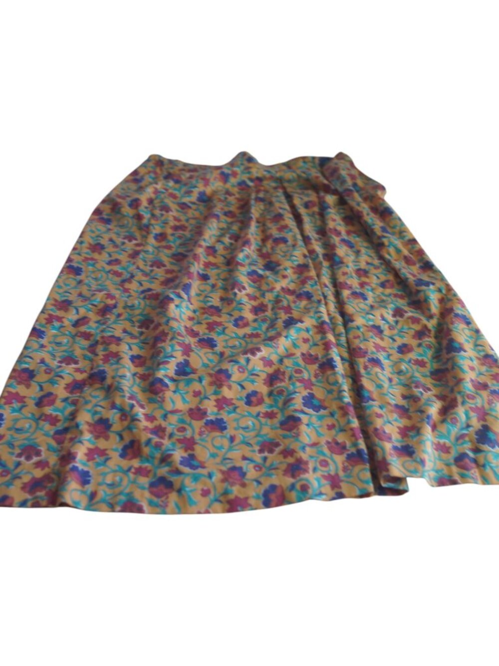 Vintage Yellow Pleated Skirt w/ Pockets Handsewn No Tag Buttons - Picture 2 of 8